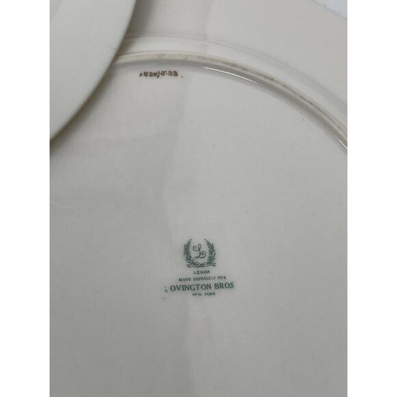 Set 5 Lenox Tuxedo Dinner Plates Gold Rim J-33 Ovington Bros Green Backstamp - Picture 10 of 16